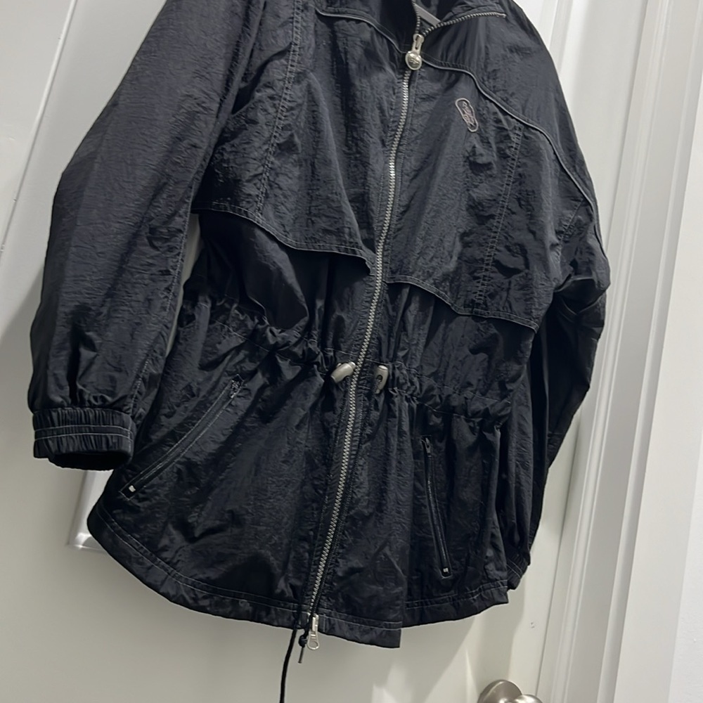 Vintage Reebok Black Drawstring Windbreaker Jacket 90s Track Nylon Sz S - Picture 4 of 8